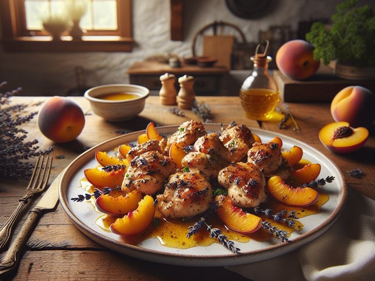 Spiced Lavender Peach Chicken Bites served and ready to enjoy