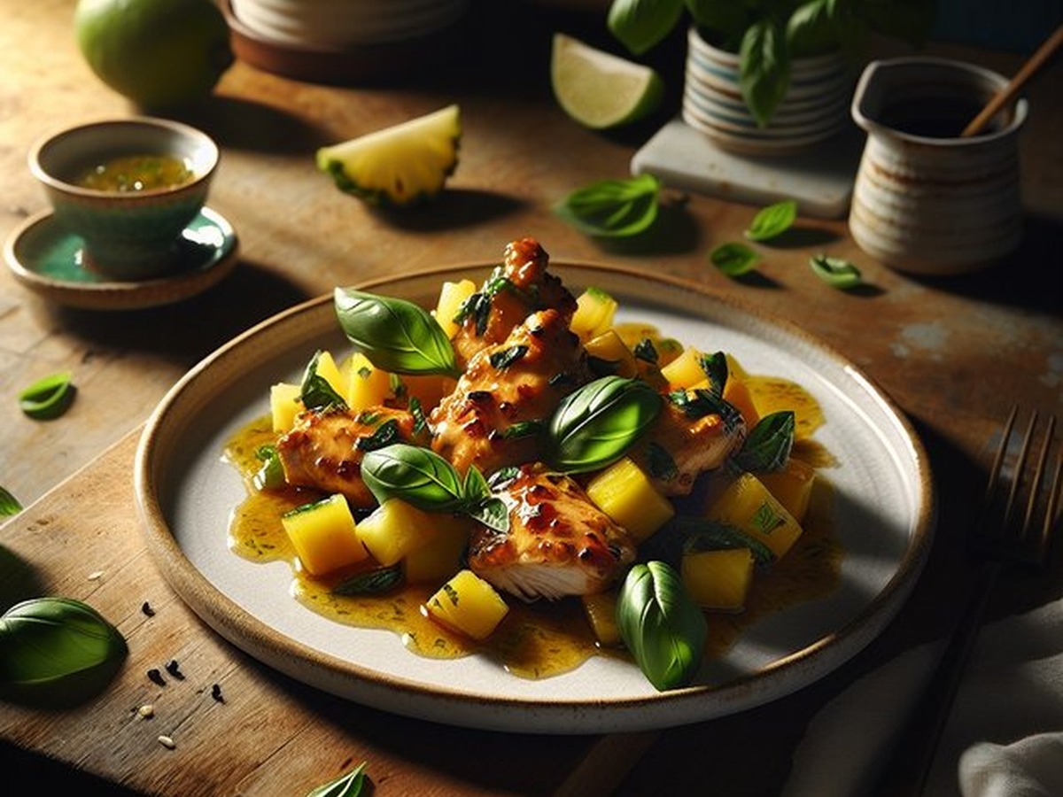 Pineapple Basil Chicken Pineapple Basil Chicken served and ready to enjoy