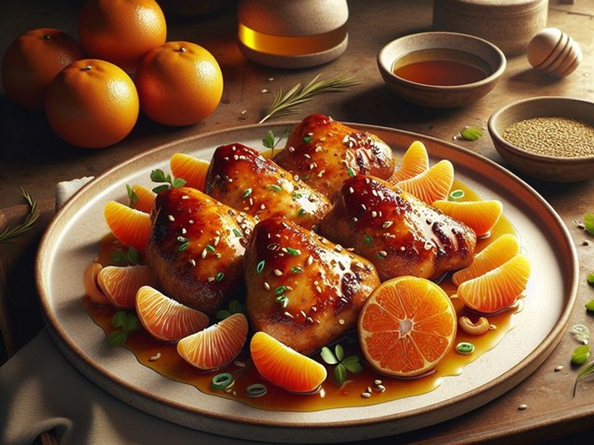 Tangerine Infused Honey Garlic Chicken served and ready to enjoy