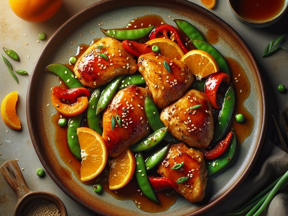 Tantalizing Tangerine Glazed Chicken Medley served and ready to enjoy