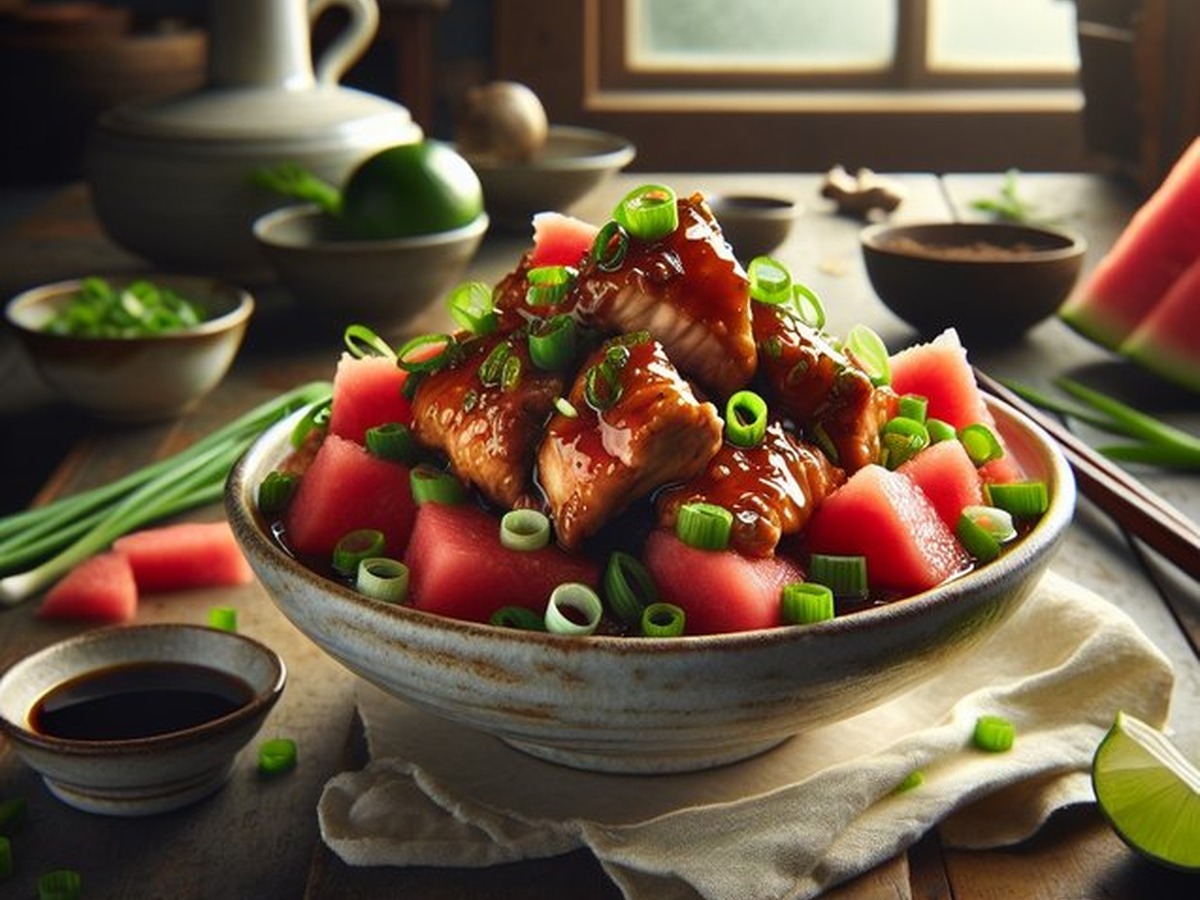 Watermelon Ginger Chicken served and ready to enjoy