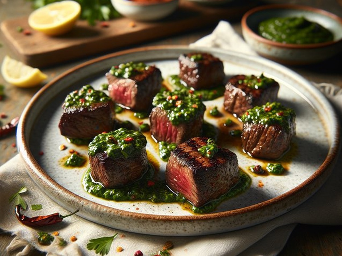Smoky Paprika Chimichurri Steak Bites served and ready to enjoy