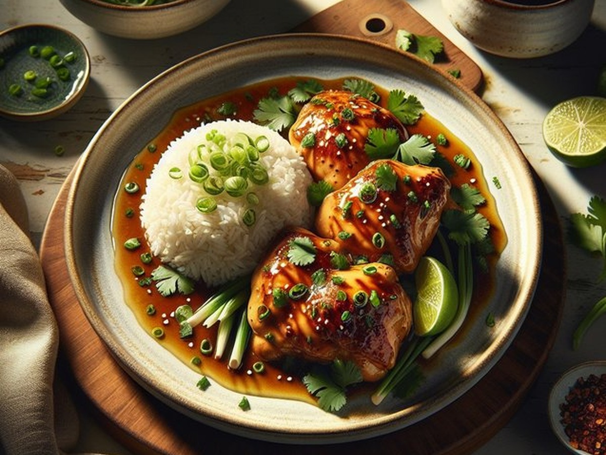 Ginger Coconut Chicken with Jasmine Rice served and ready to enjoy