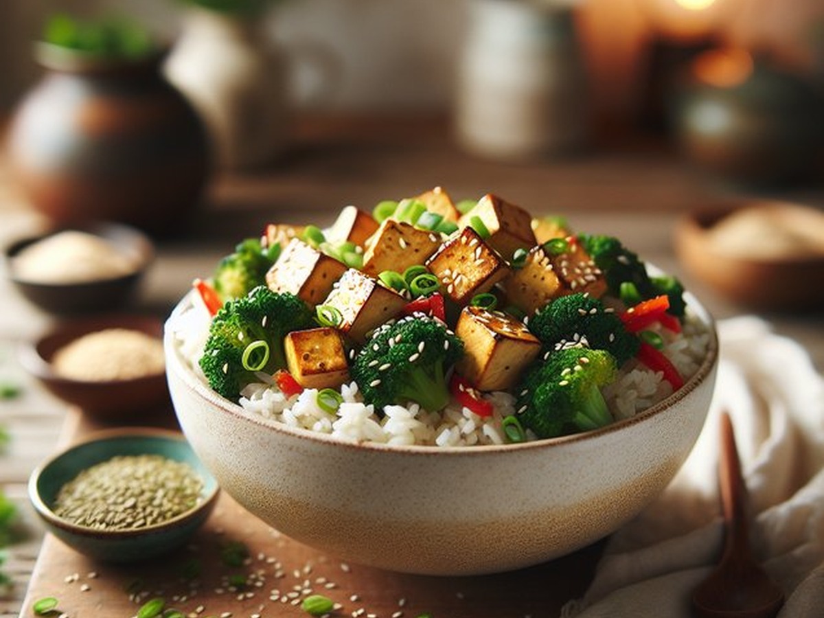 Sesame Ginger Tofu Bowls served and ready to enjoy