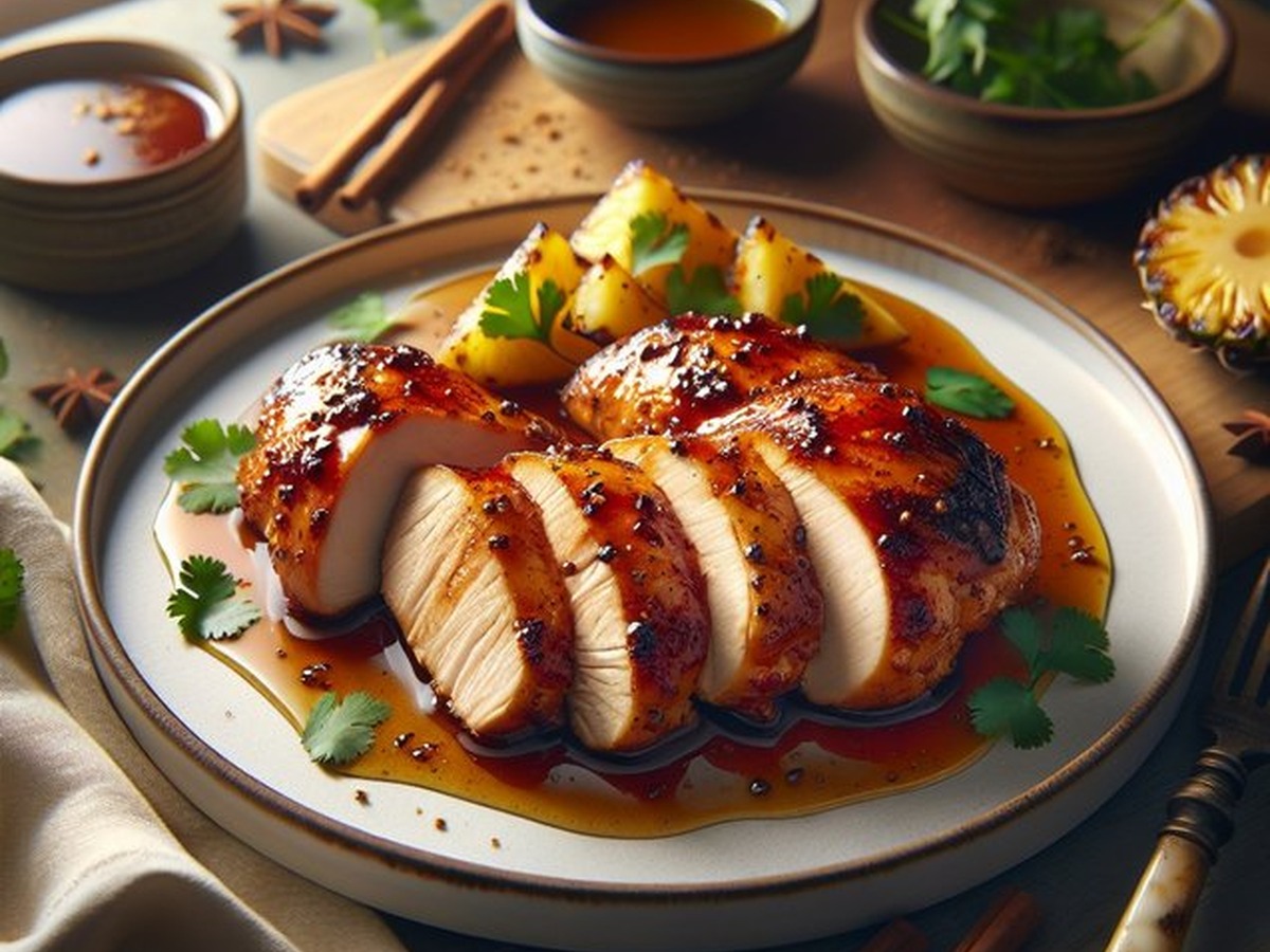 Tropical Cinnamon Honey Glazed Chicken served and ready to enjoy