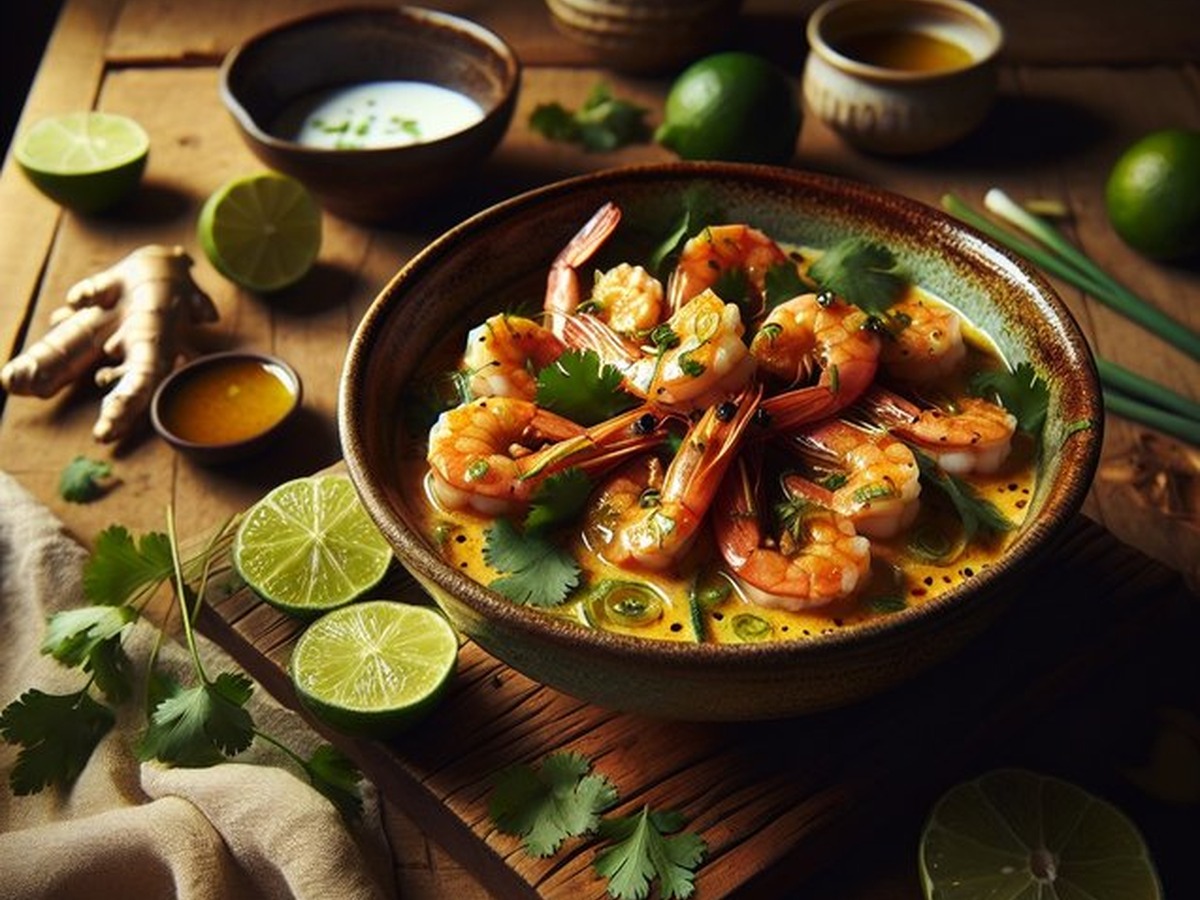Coconut Honey Ginger Shrimp served and ready to enjoy