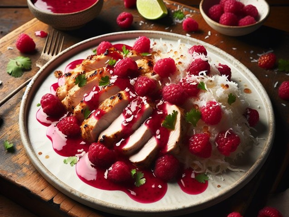 Coconut Raspberry Chicken served and ready to enjoy