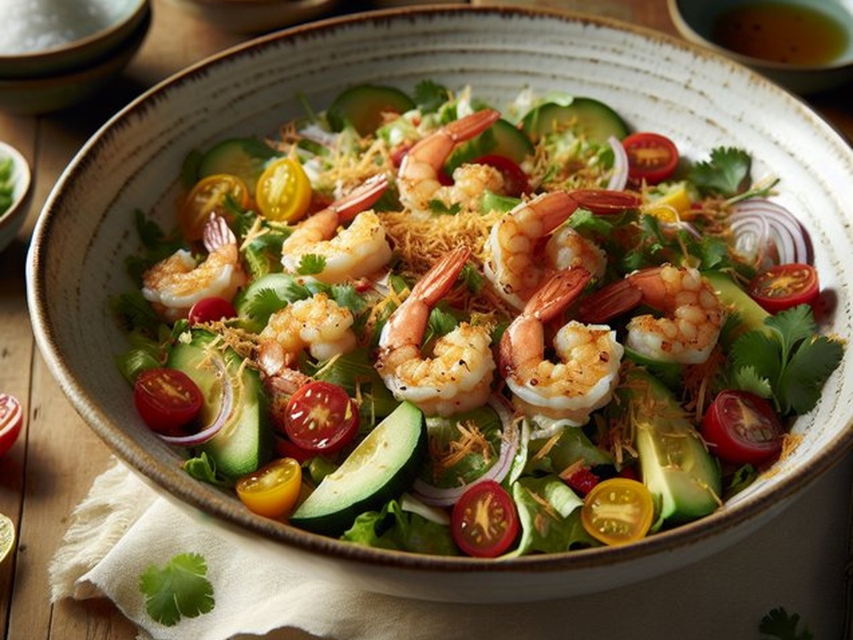 Spicy Twilight Coconut Shrimp Salad served and ready to enjoy