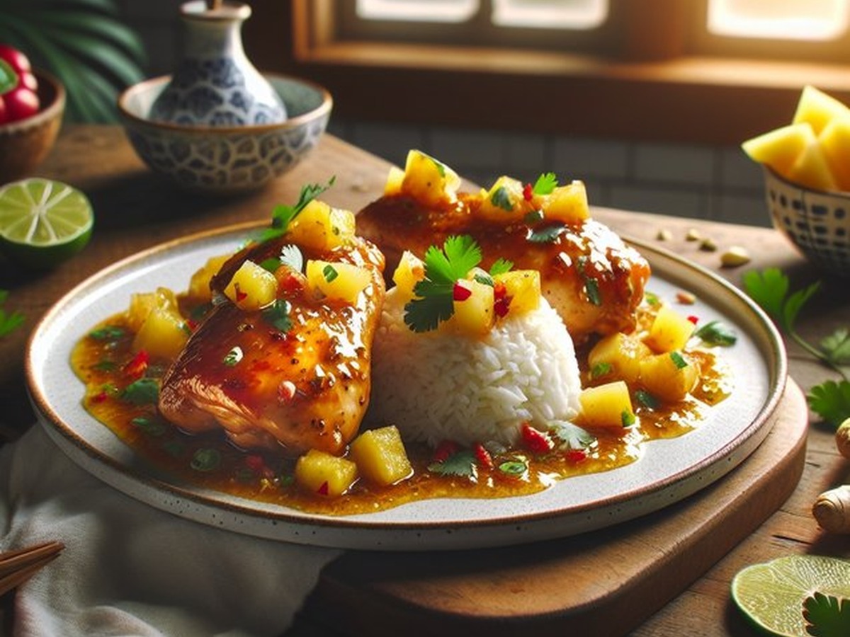Pineapple Ginger Coconut Chicken Fiesta served and ready to enjoy