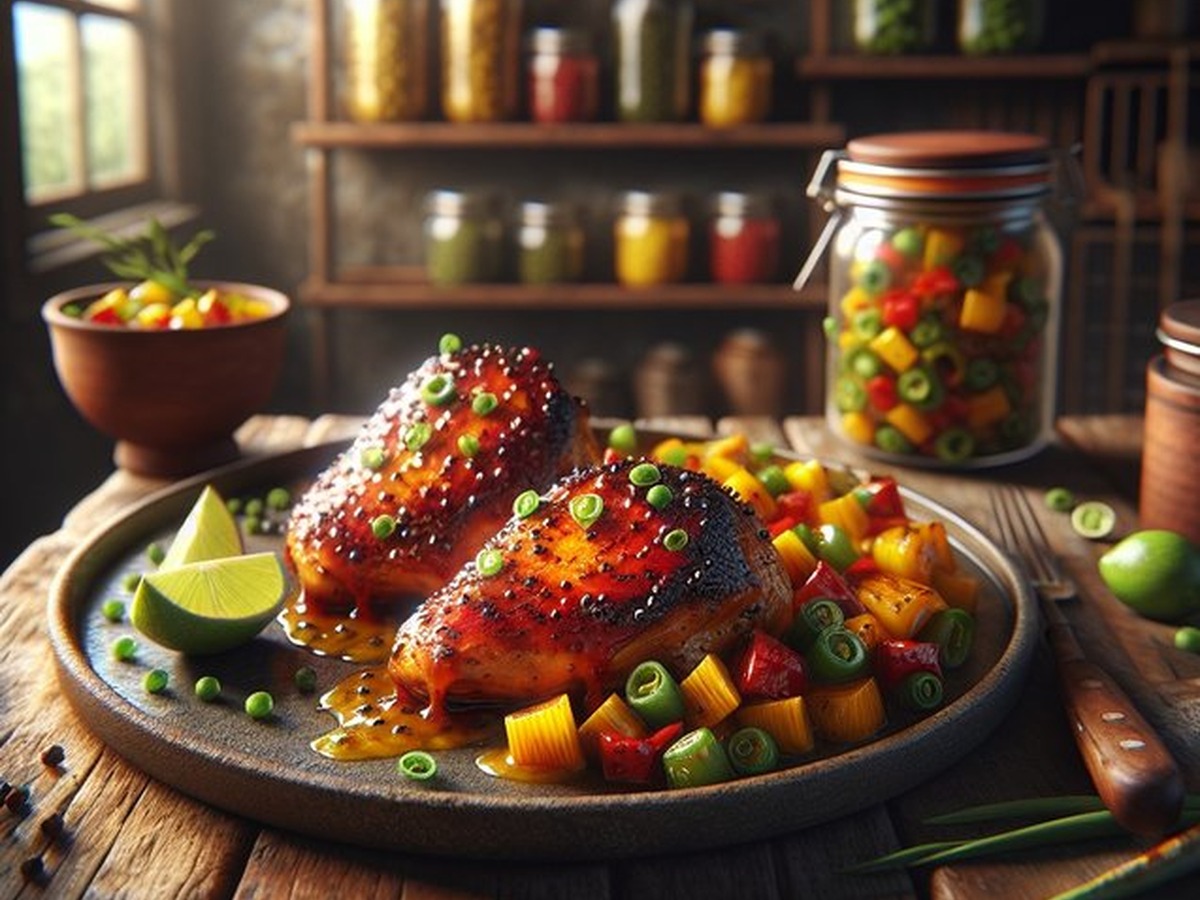 Passionfruit Jerk Chicken Escapade served and ready to enjoy