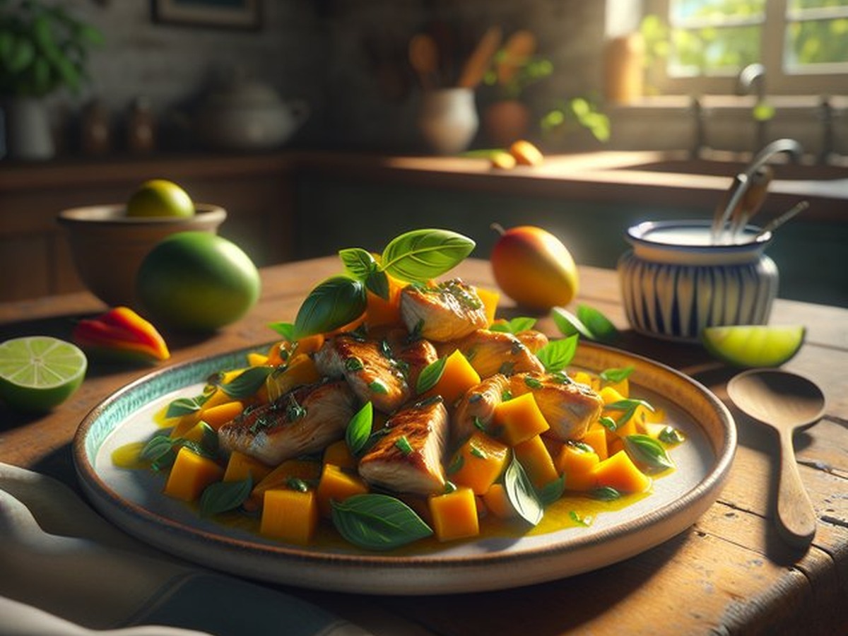 Tropical Mango Basil Chicken Medley served and ready to enjoy