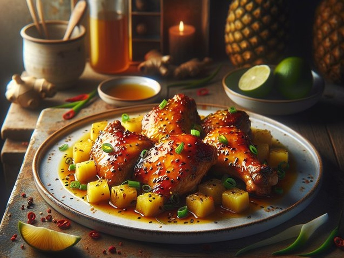 Zesty Pineapple Ginger Chicken served and ready to enjoy