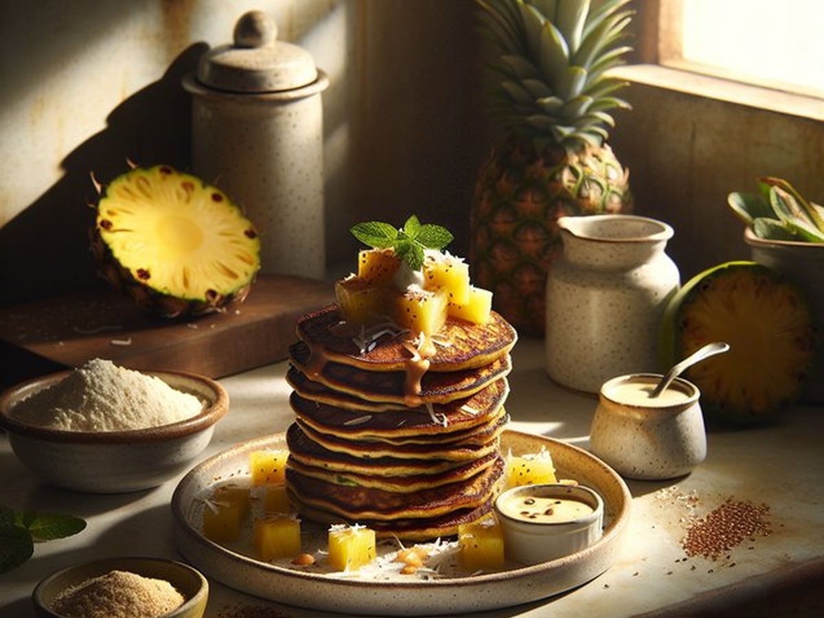 Tropical Spice Infused Quinoa Pancakes served and ready to enjoy