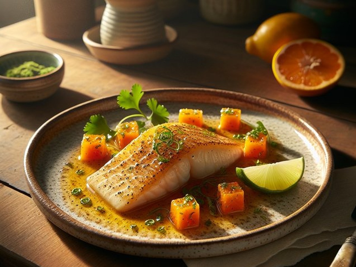 Papaya Lime Tilapia Papaya Lime Tilapia served and ready to enjoy