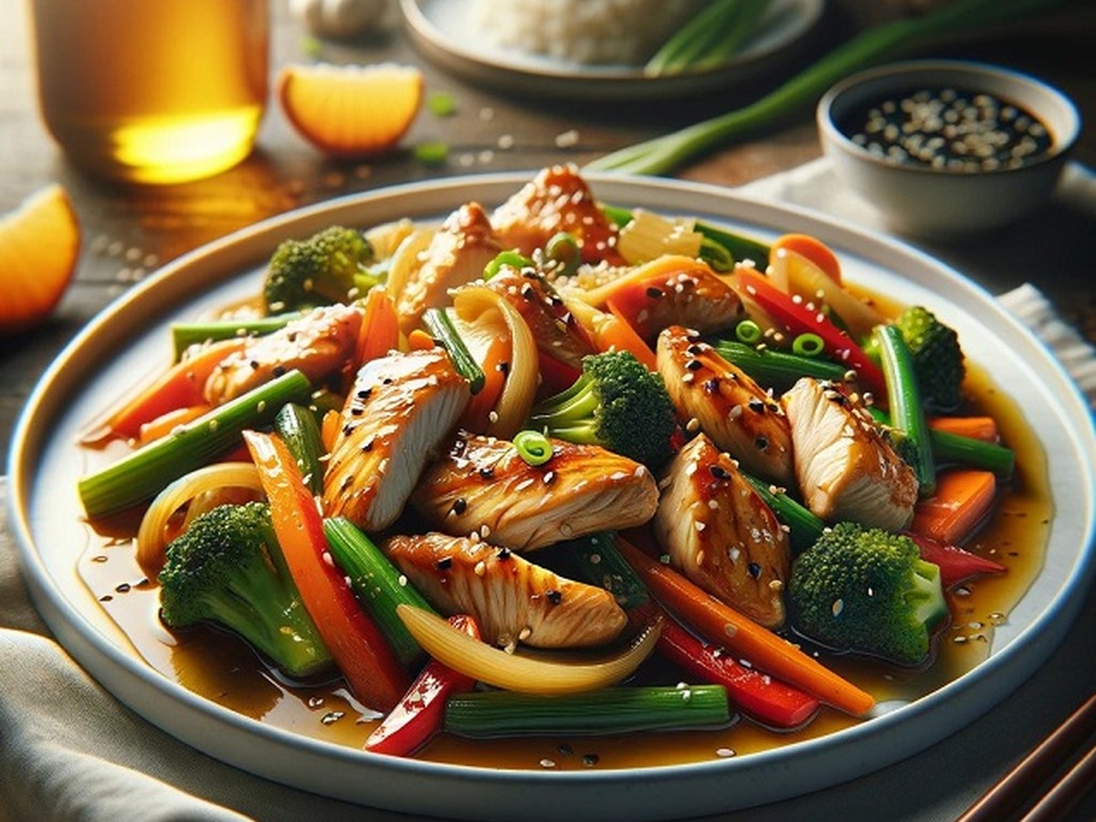 Honey Garlic Chicken Stir-Fry Honey Garlic Chicken Stir-Fry served and ready to enjoy