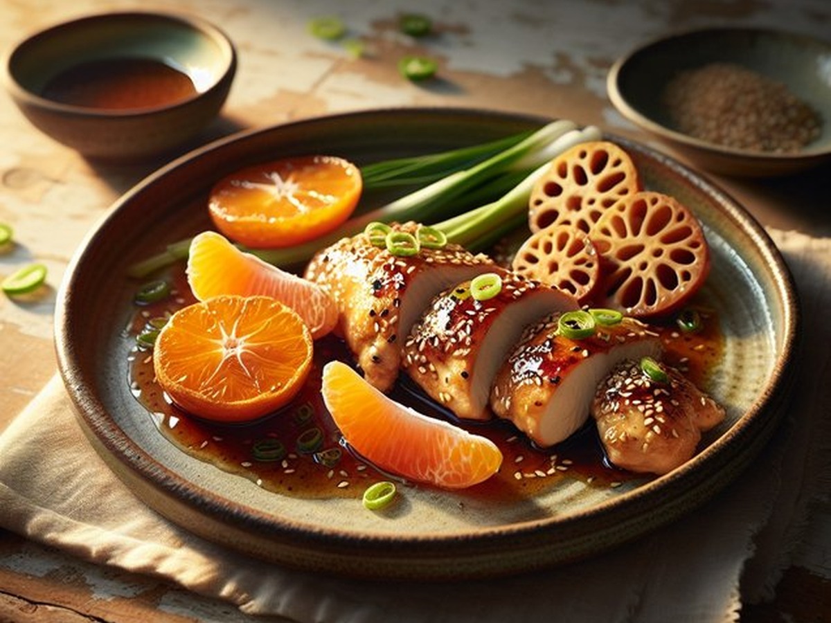 Mandarin Sesame Lotus Chicken Mandarin Sesame Lotus Chicken served and ready to enjoy