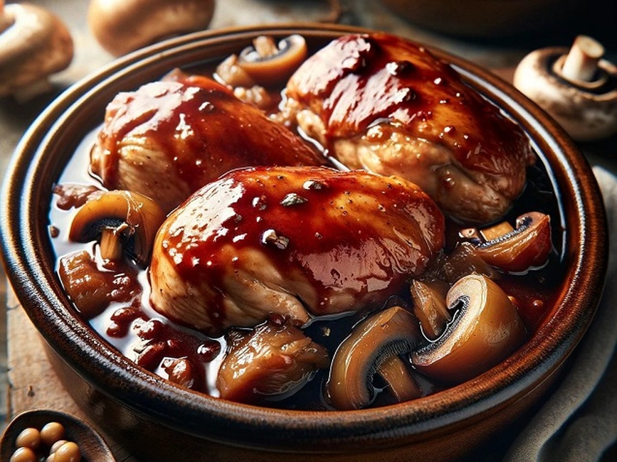Coq au Vin served and ready to enjoy