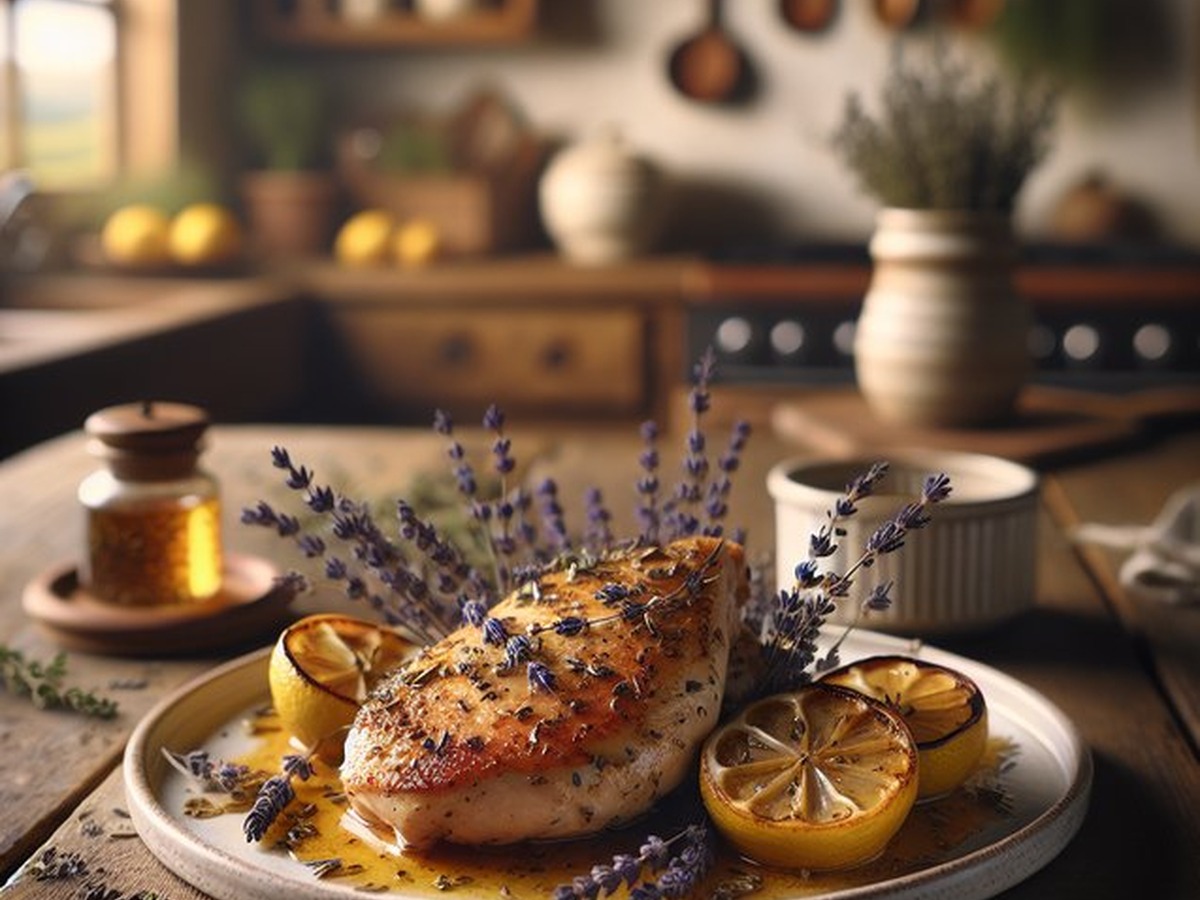 Lavender Infused Lemon Thyme Chicken served and ready to enjoy