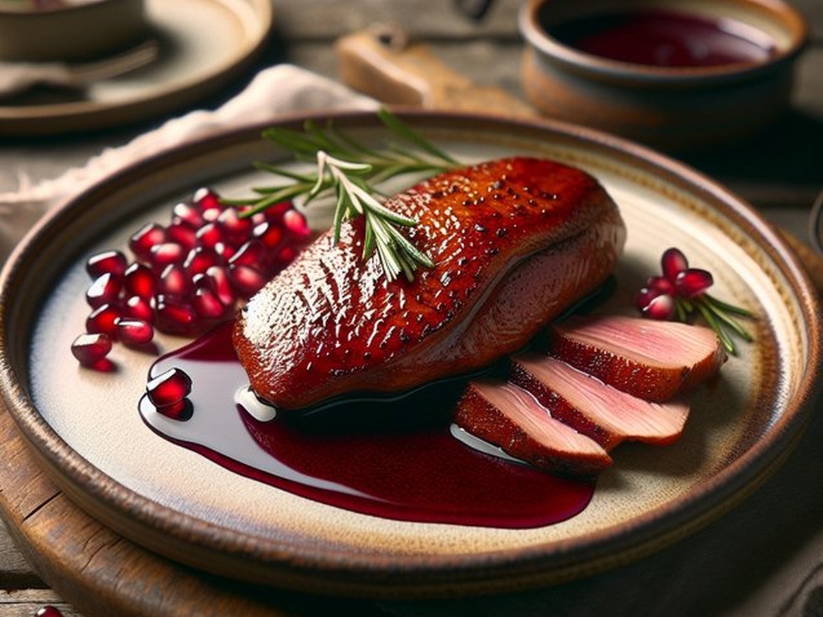 Pomegranate Rosemary Duck Pomegranate Rosemary Duck served and ready to enjoy
