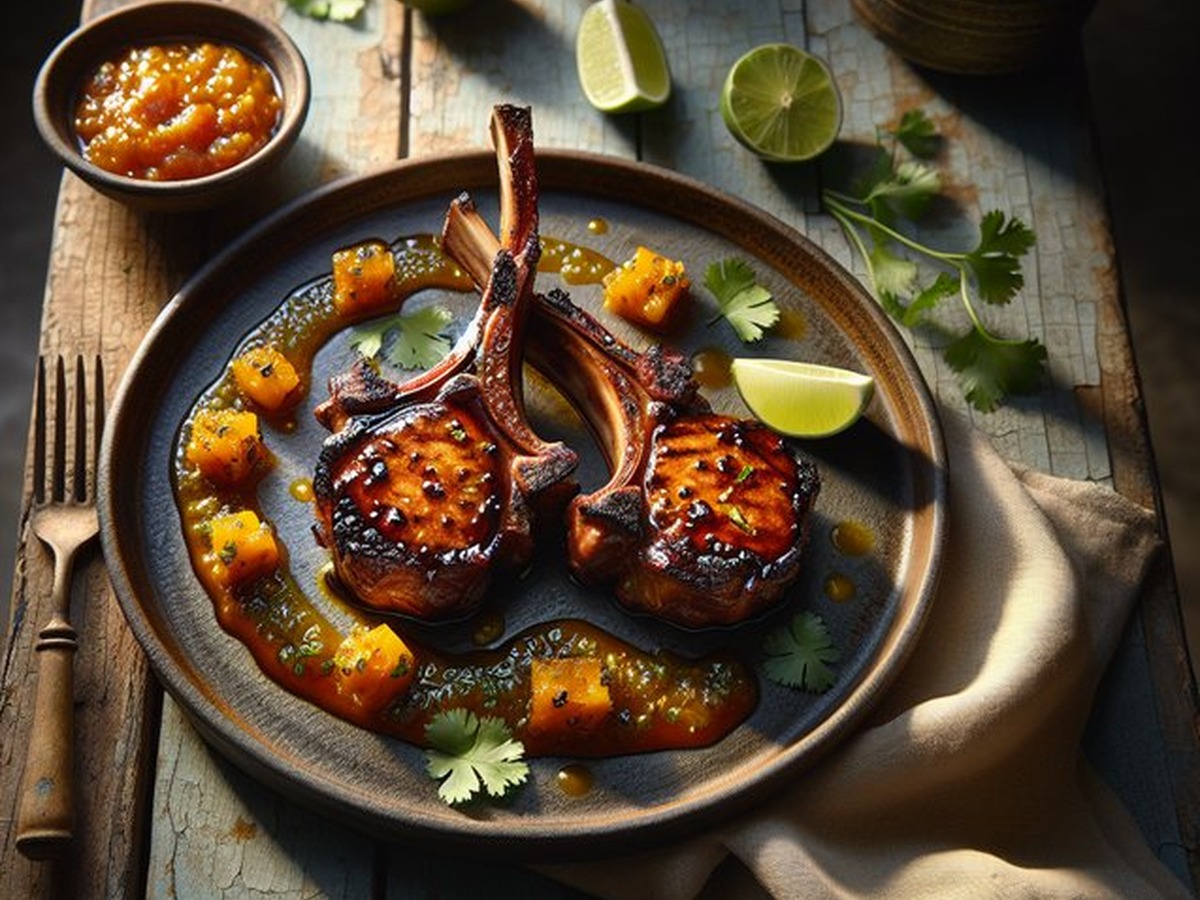 Masaledar Mango Chutney Lamb Chops served and ready to enjoy