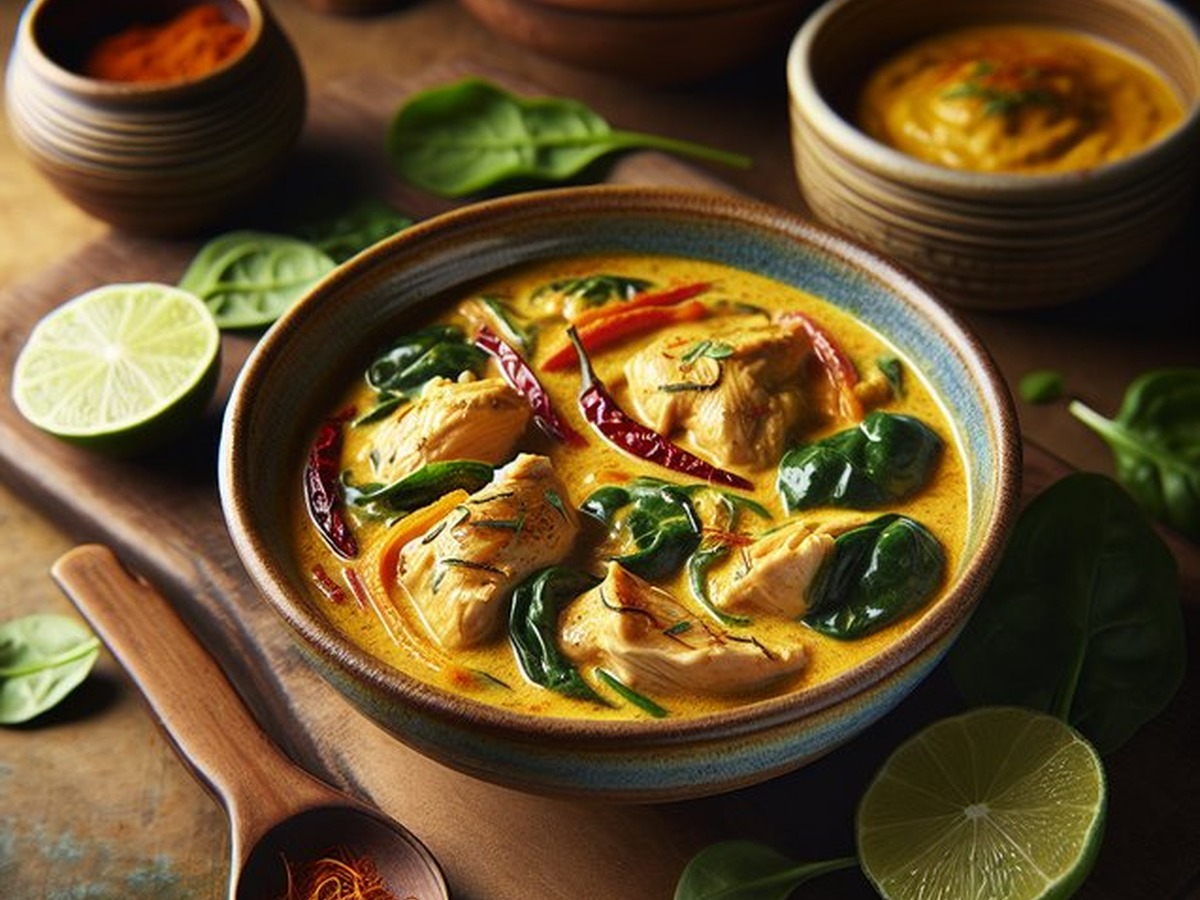 Saffron Sunrise Coconut Chicken Curry served and ready to enjoy