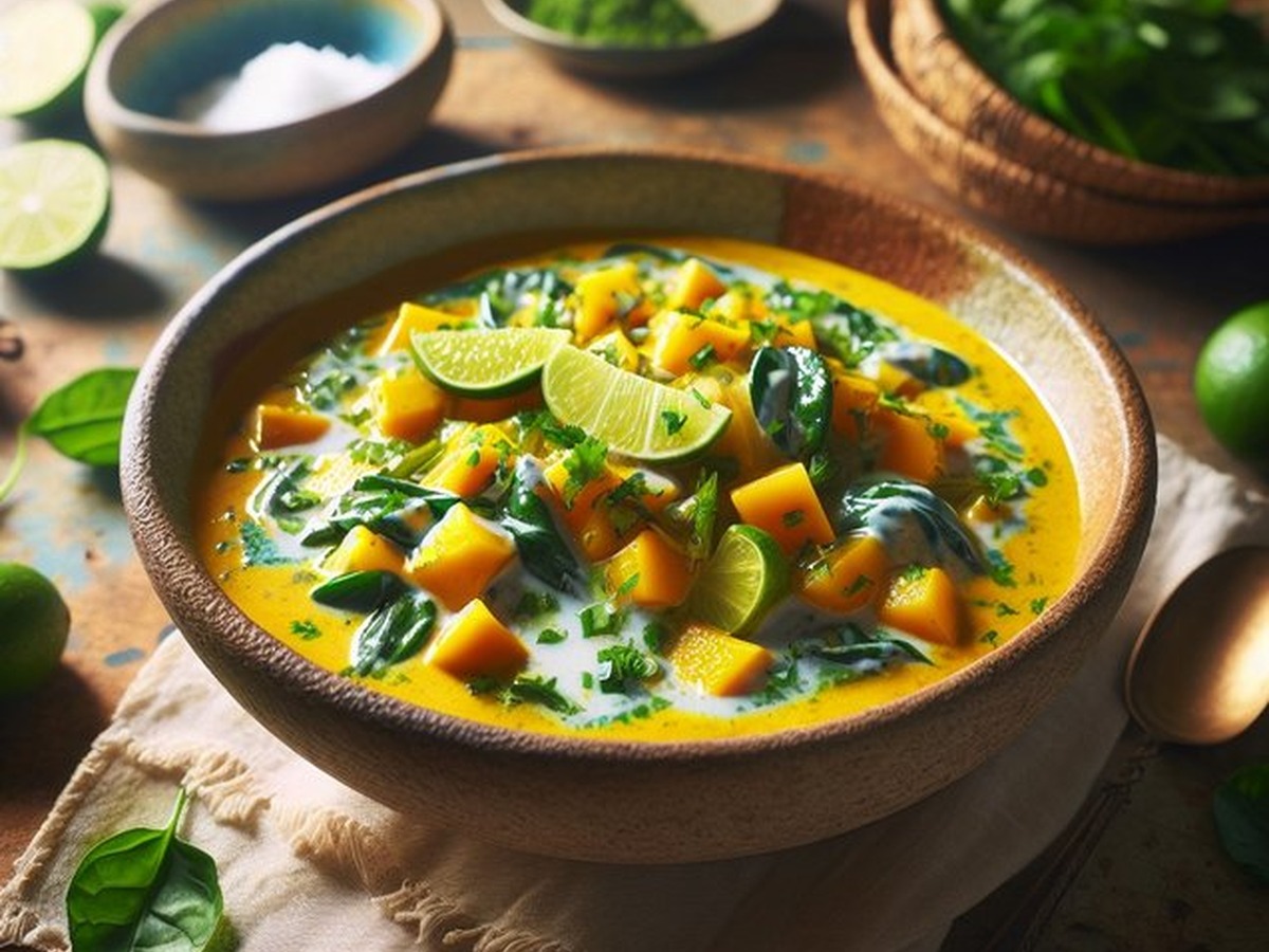 Glistening Mango Lime Coconut Curry served and ready to enjoy