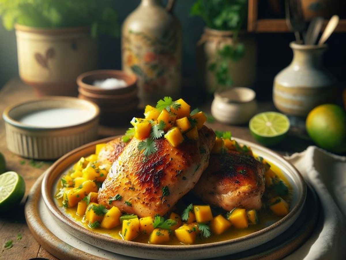 Mango Coriander Chicken Bake Mango Coriander Chicken Bake served and ready to enjoy