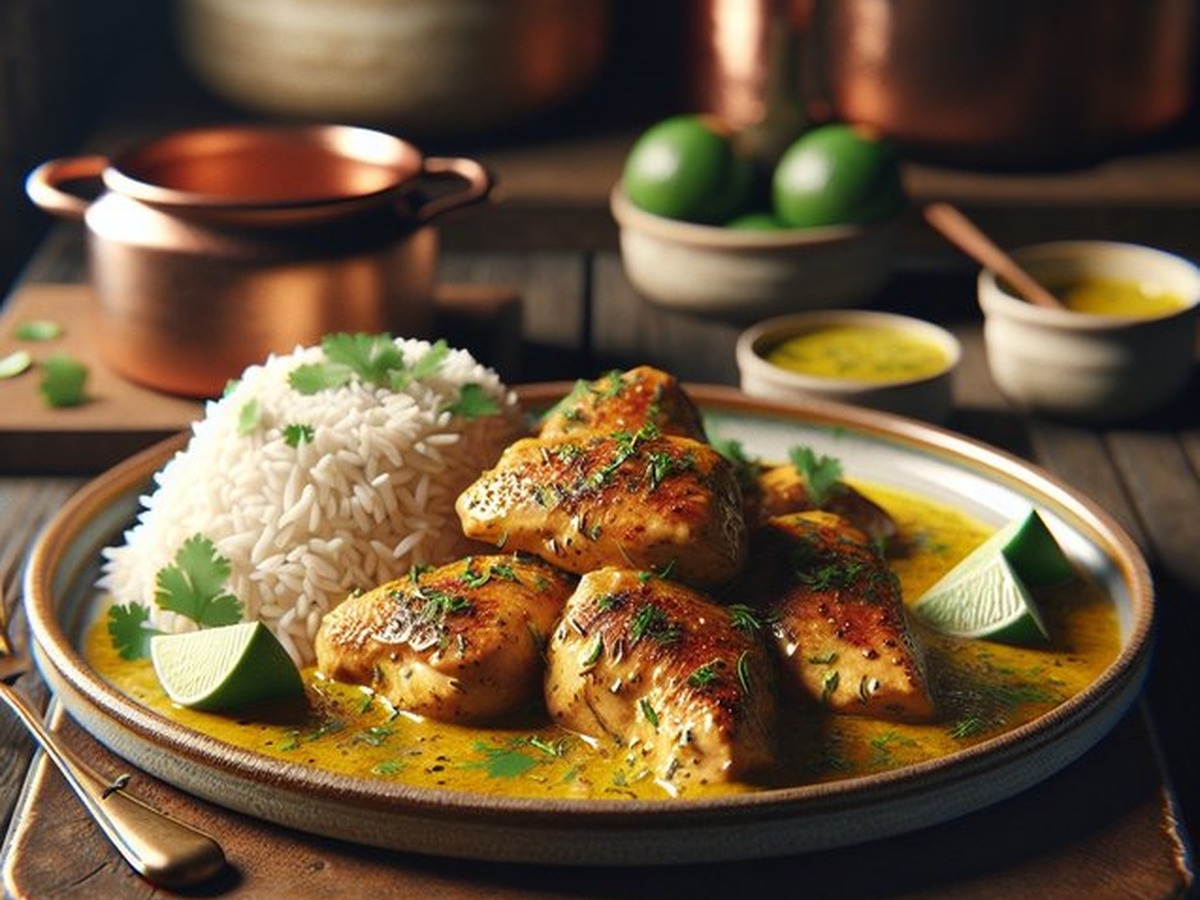 Saffron Coconut Chicken served and ready to enjoy