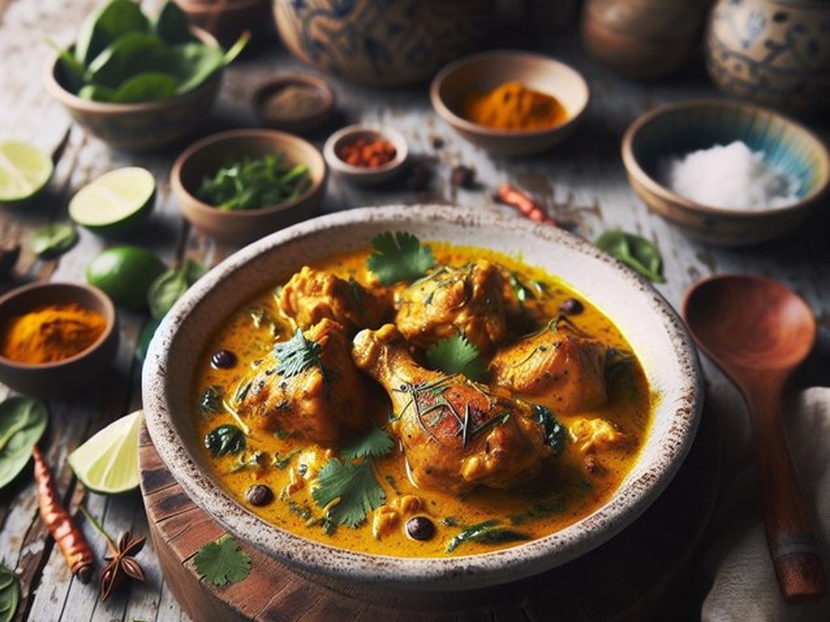 Starry Night Turmeric Coconut Chicken Curry served and ready to enjoy