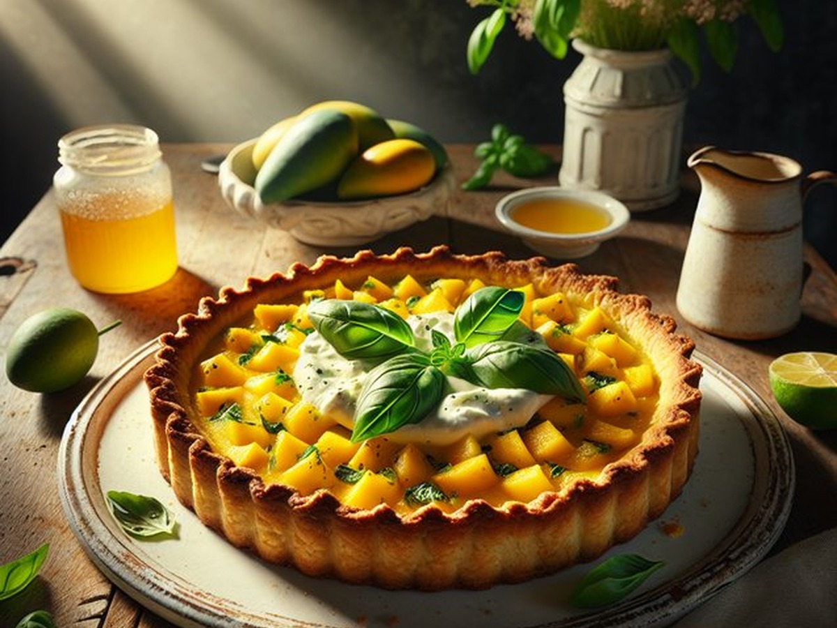 Mango Basil Ricotta Tart Mango Basil Ricotta Tart served and ready to enjoy
