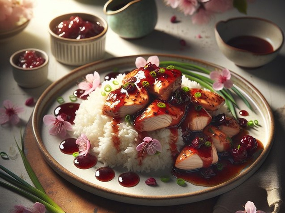 Cherry Blossom Chicken served and ready to enjoy