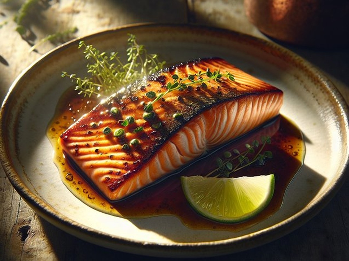 Moonflower Miso Glaze Salmon served and ready to enjoy