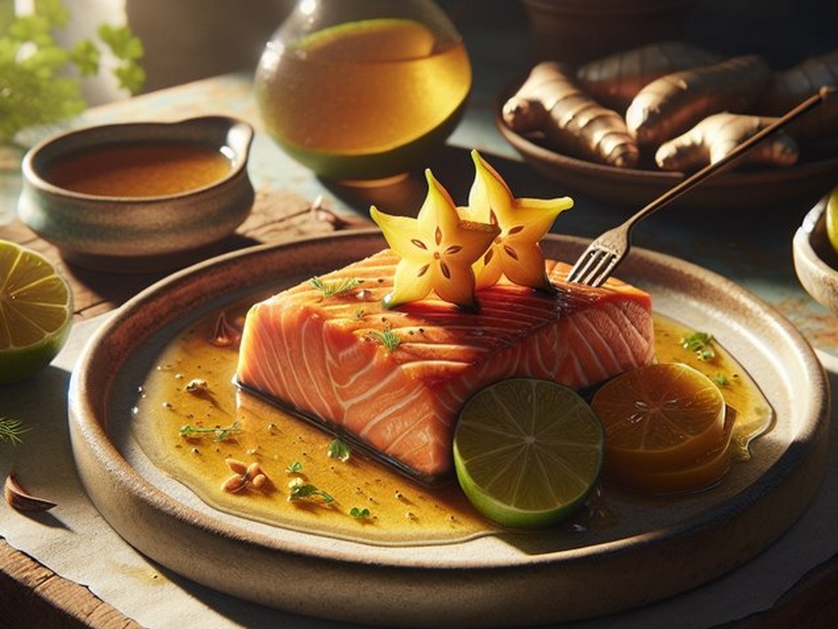Starfruit Ginger Salmon Starfruit Ginger Salmon served and ready to enjoy