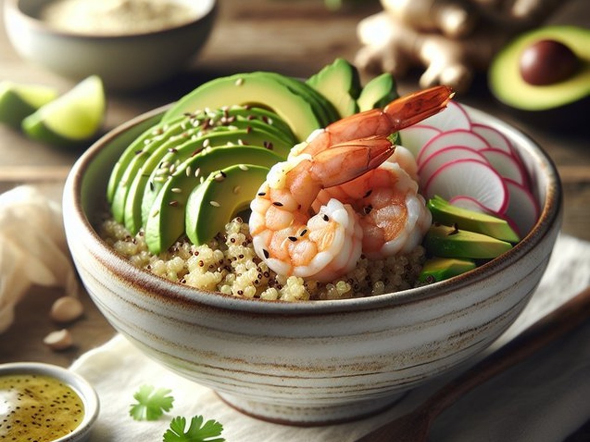 Zen Garden Ginger Avocado Shrimp Bowls served and ready to enjoy