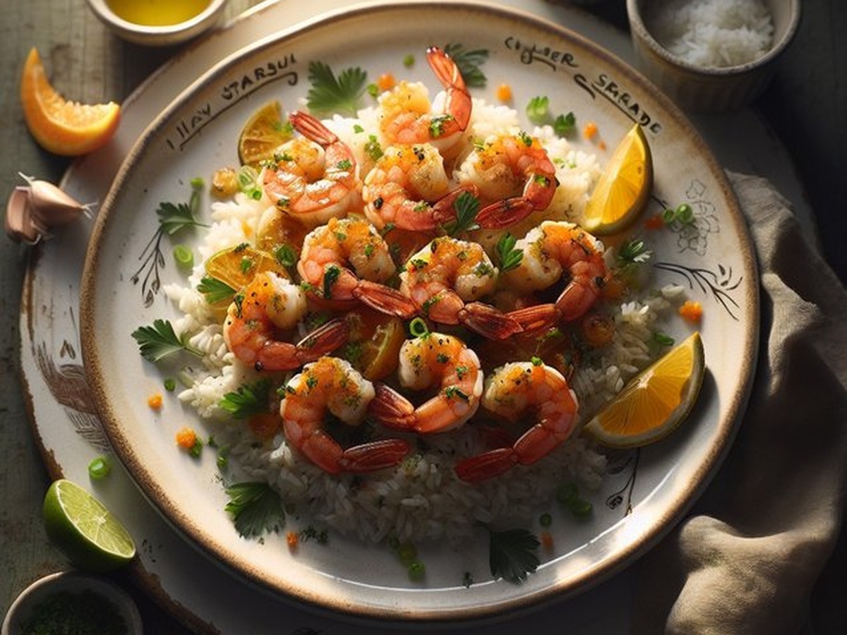 Starry Citrus Ginger Shrimp Starry Citrus Ginger Shrimp served and ready to enjoy