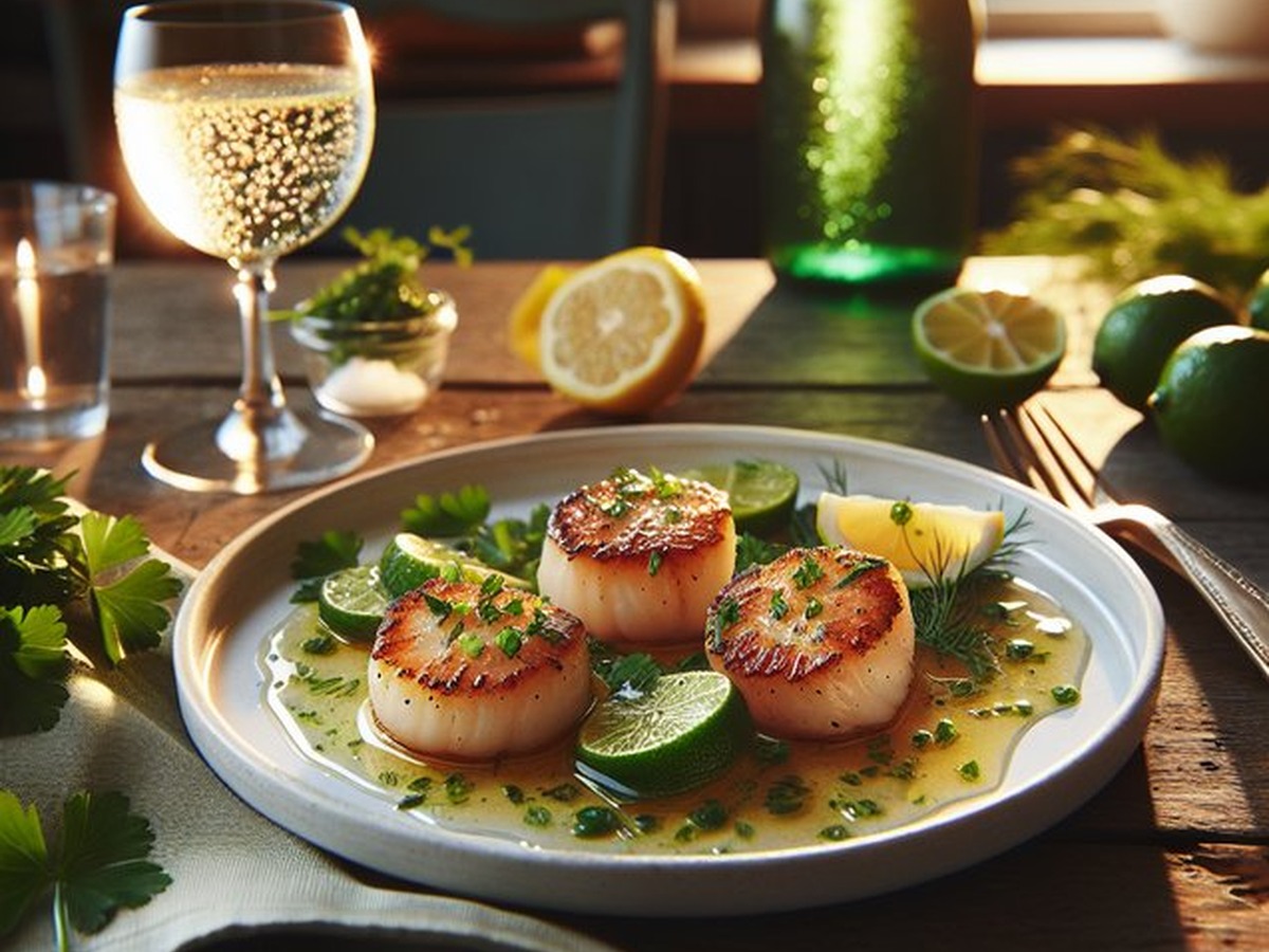 Sparkling Herb Citrus Scallops Sparkling Herb Citrus Scallops served and ready to enjoy