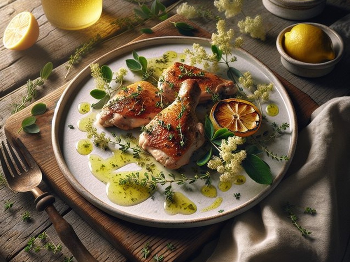 Zesty Elderflower Chicken Zesty Elderflower Chicken served and ready to enjoy