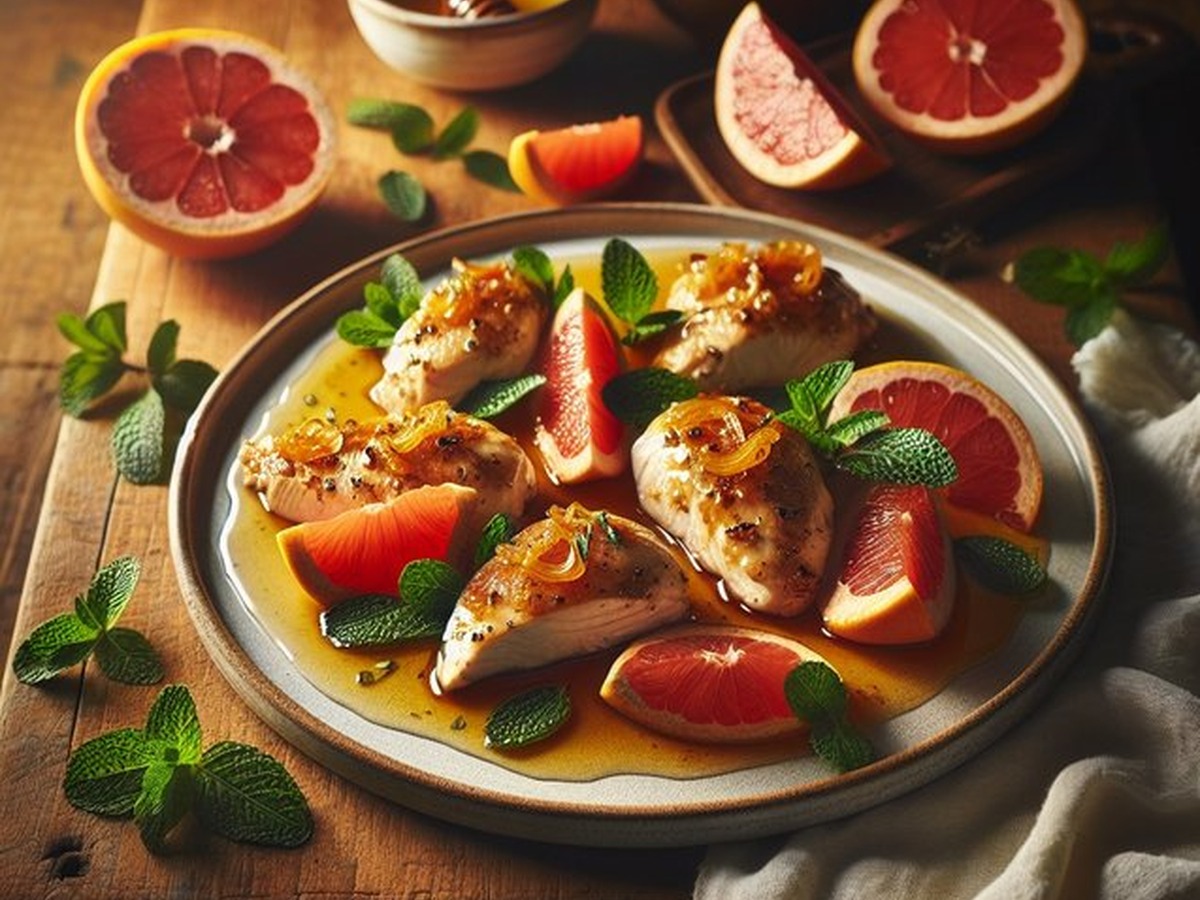 Grapefruit Mint Chicken Escapade Grapefruit Mint Chicken Escapade served and ready to enjoy