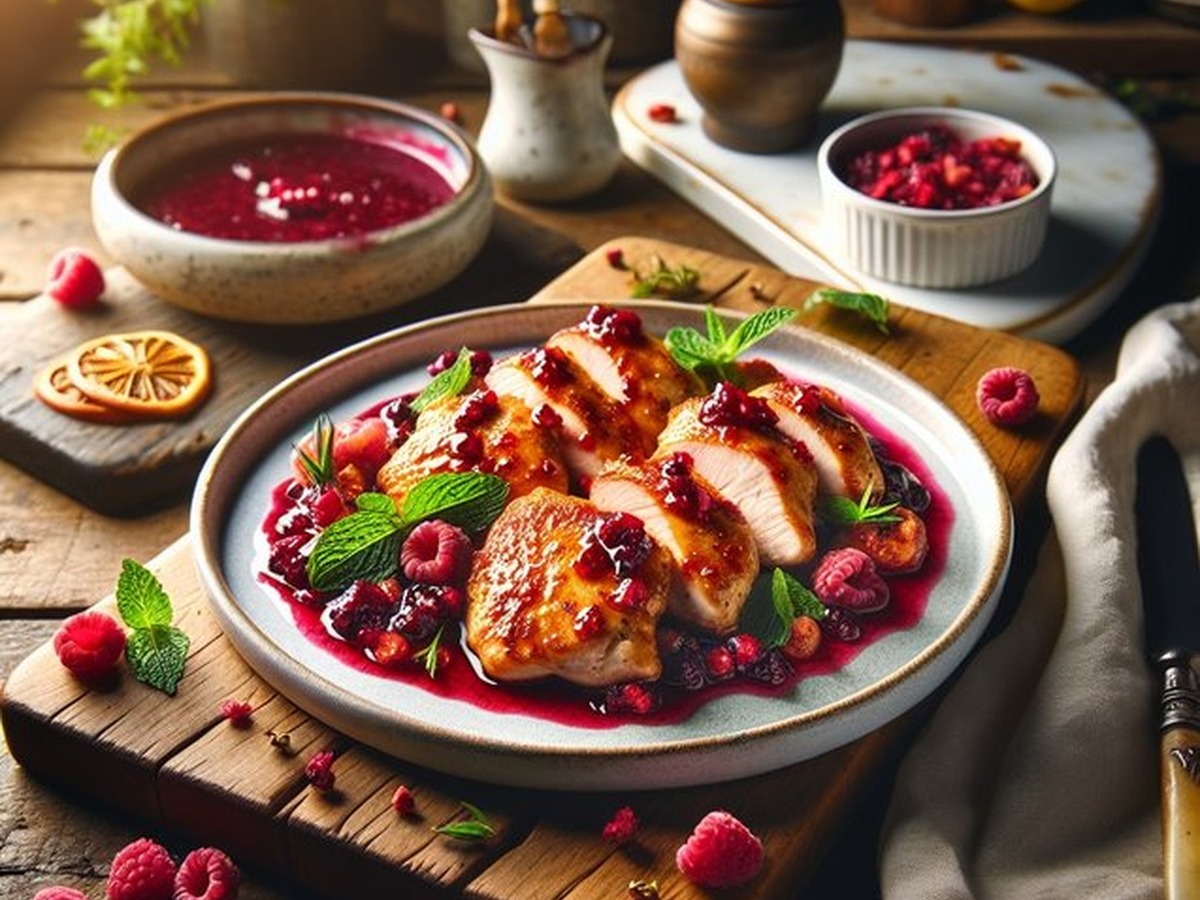 Raspberry Hibiscus Chicken served and ready to enjoy