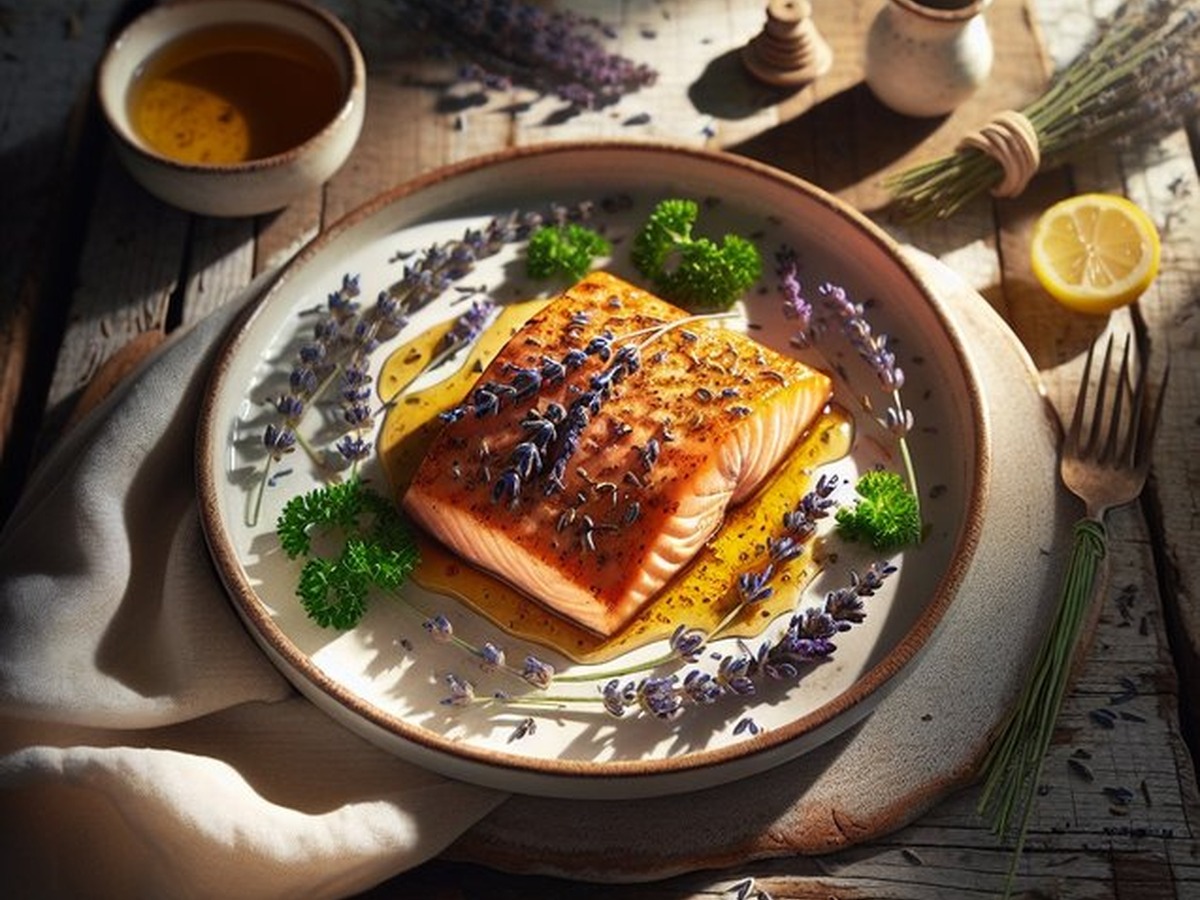 Serenade Of Spiced Lavender Salmon Serenade Of Spiced Lavender Salmon served and ready to enjoy
