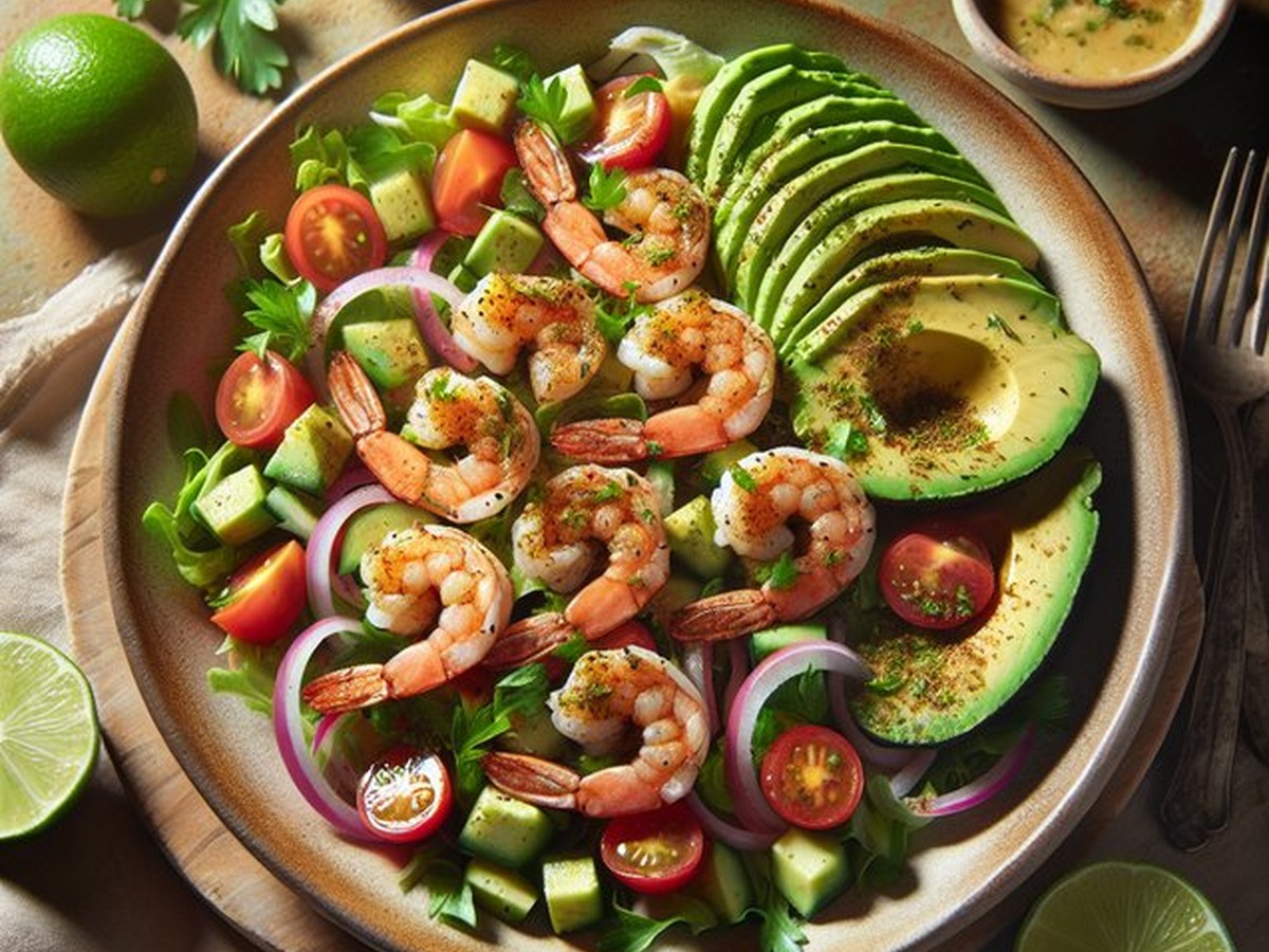 Za'Atar Spiced Shrimp And Avocado Salad Za'Atar Spiced Shrimp And Avocado Salad served and ready to enjoy