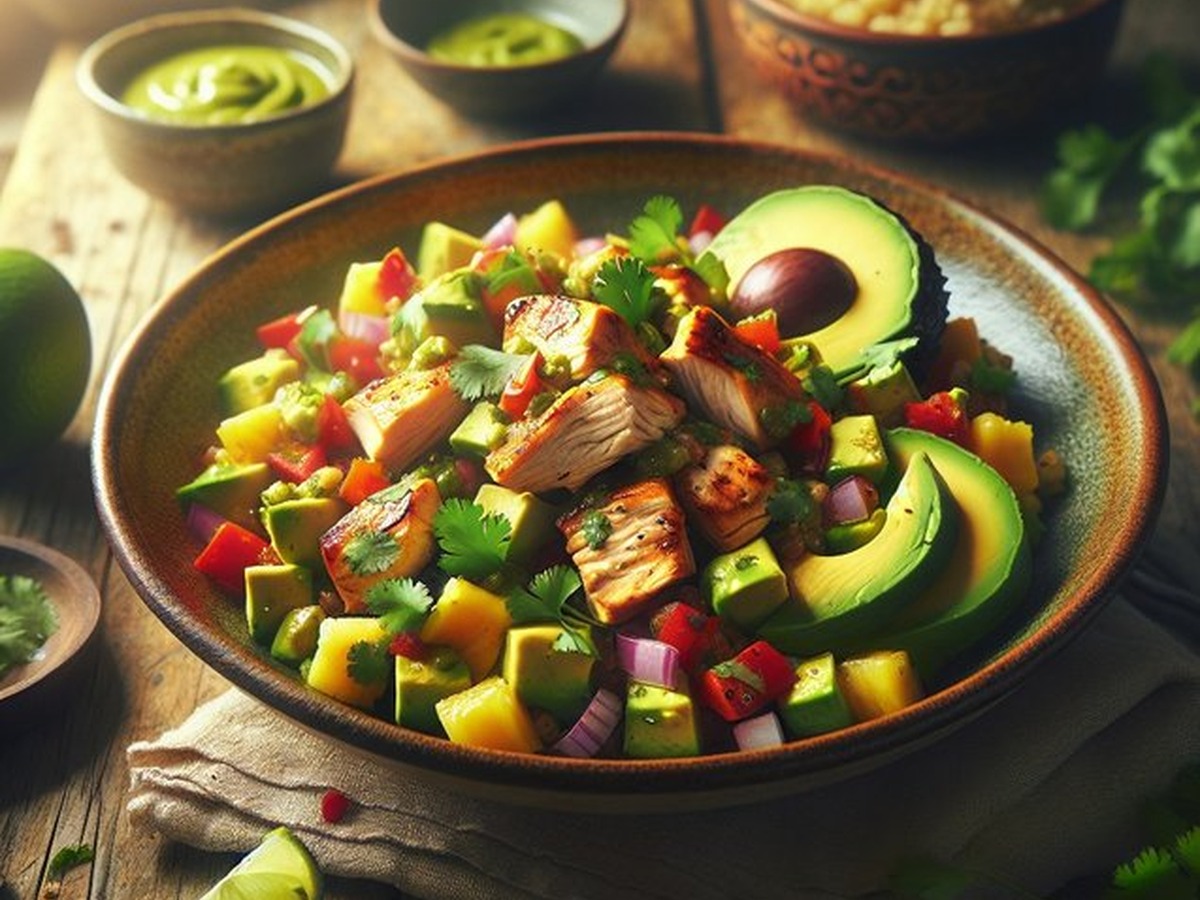 Tropical Avocado Chicken Fiesta served and ready to enjoy