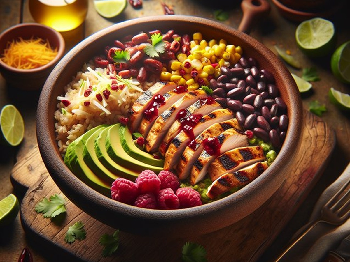 Zesty Raspberry Chipotle Chicken Bowl served and ready to enjoy