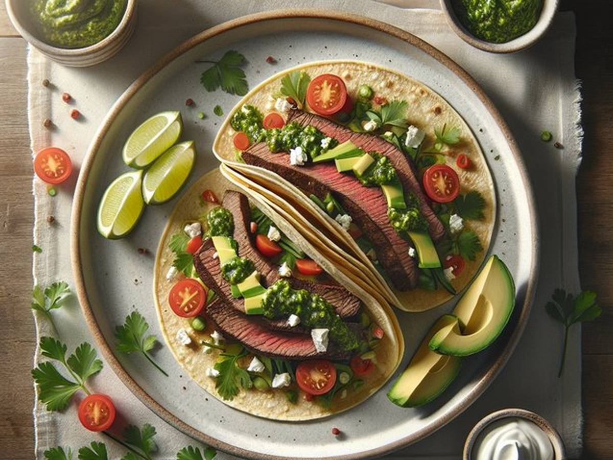 Verde Chimichurri Steak Tacos Verde Chimichurri Steak Tacos served and ready to enjoy