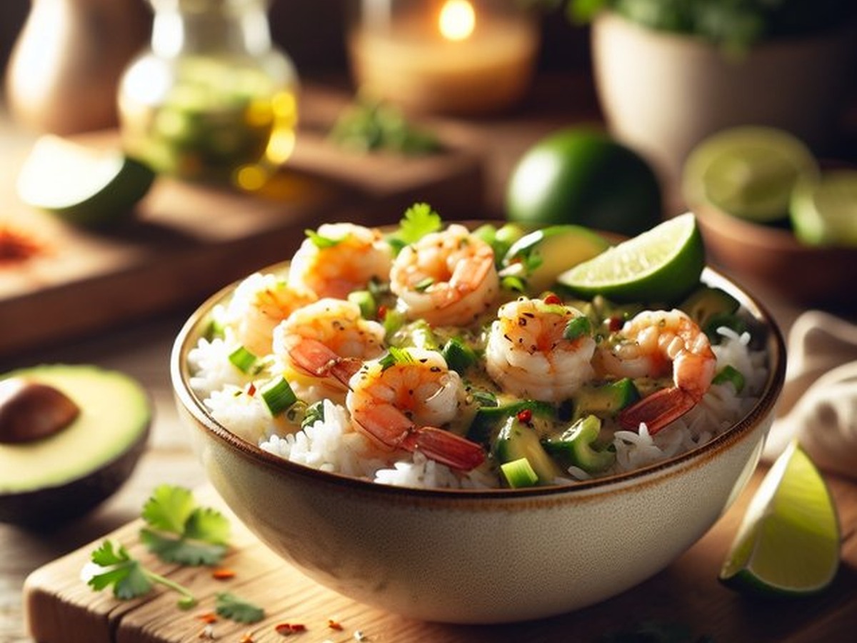 Twinkling Coconut Cilantro Lime Shrimp Bowls served and ready to enjoy