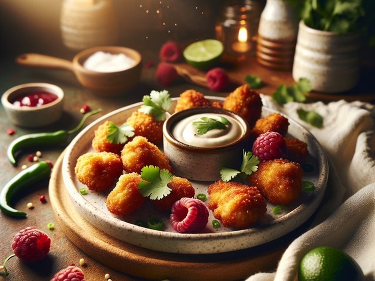 Raspberry Jalapeño Chicken Bites served and ready to enjoy