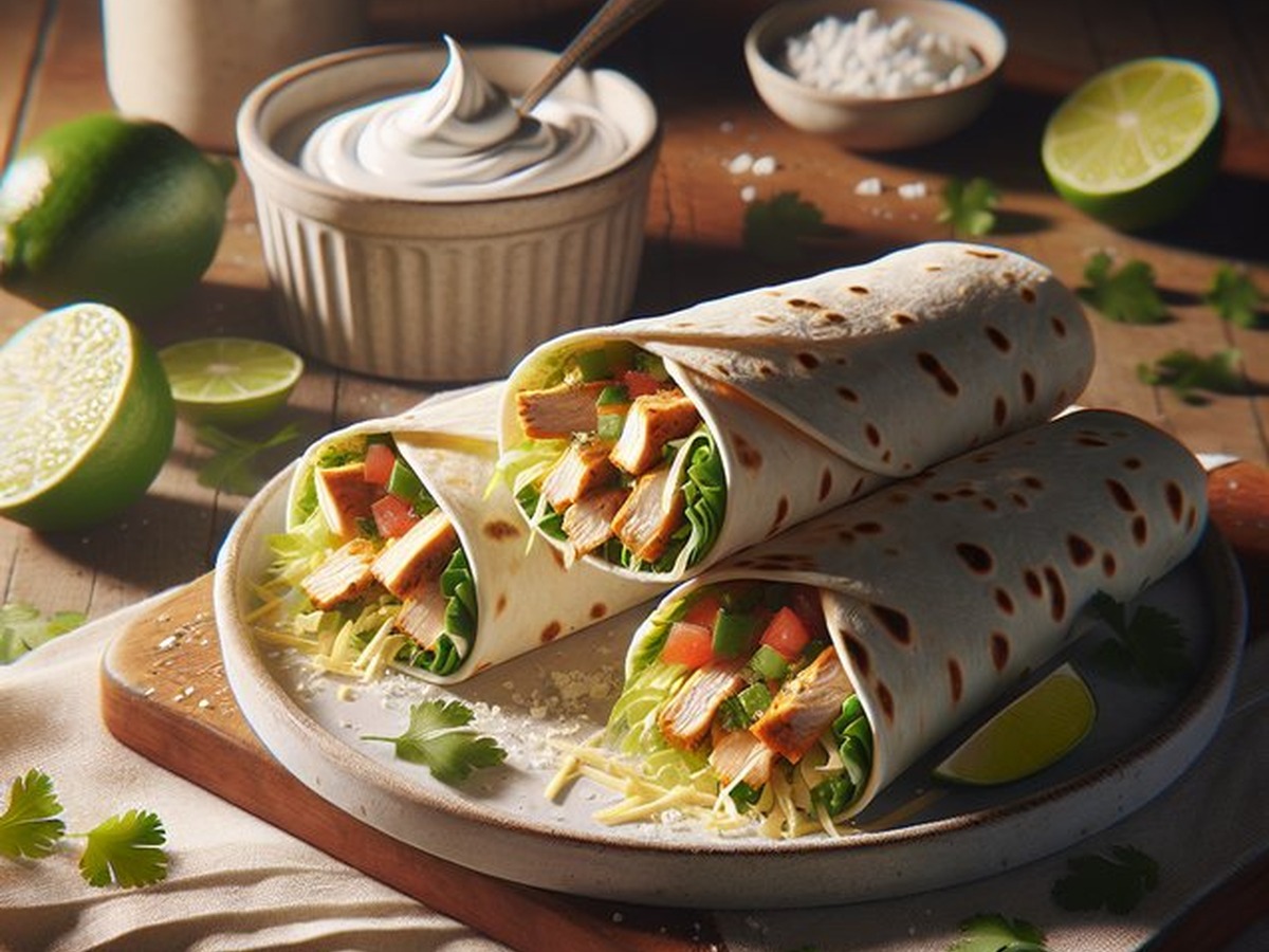 Lime Ginger Chicken Wraps served and ready to enjoy