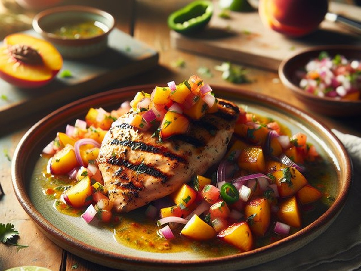 Peach Salsa Chicken served and ready to enjoy
