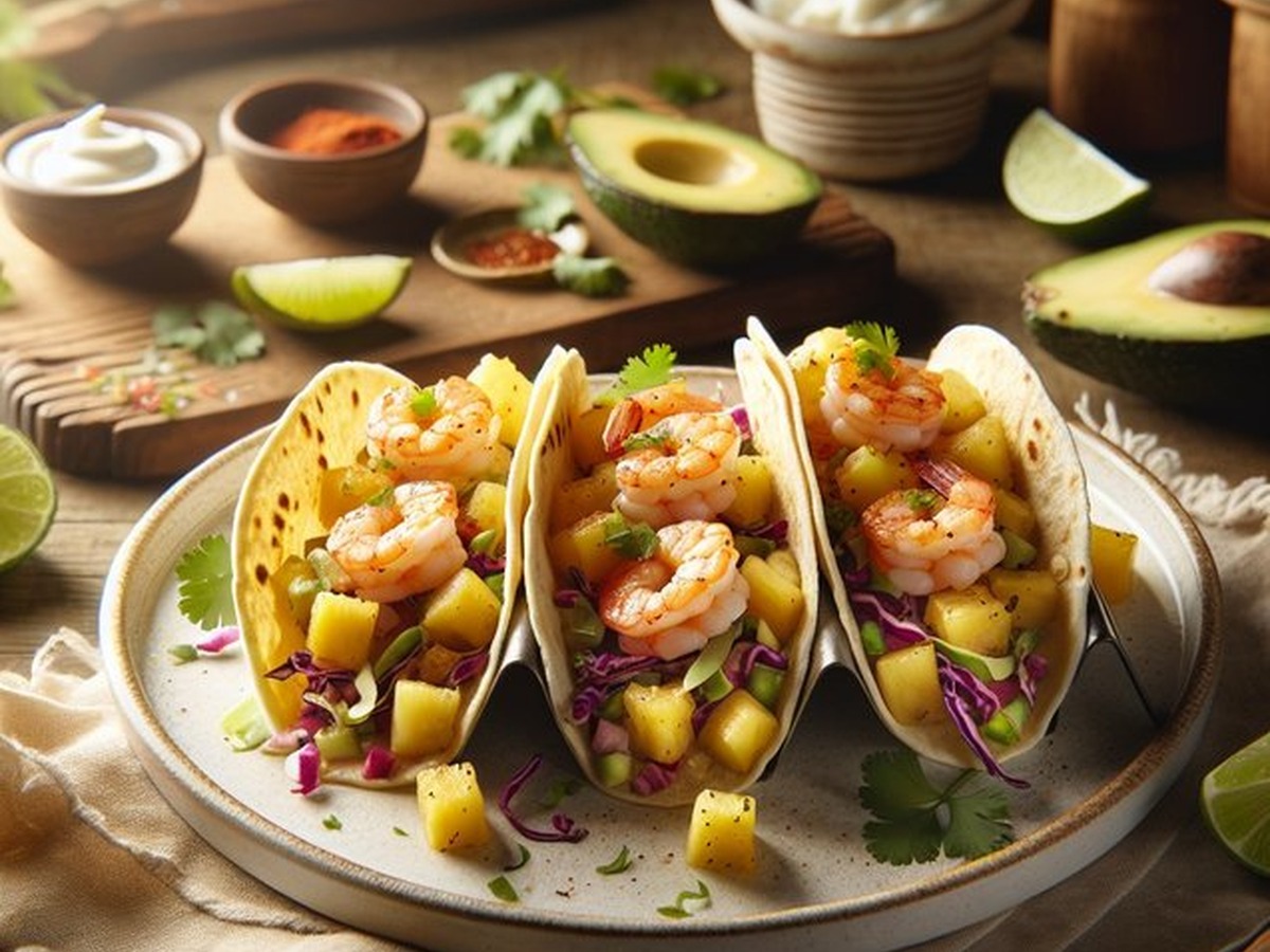 Tantalizing Tropical Pineapple Shrimp Taco Fiesta served and ready to enjoy