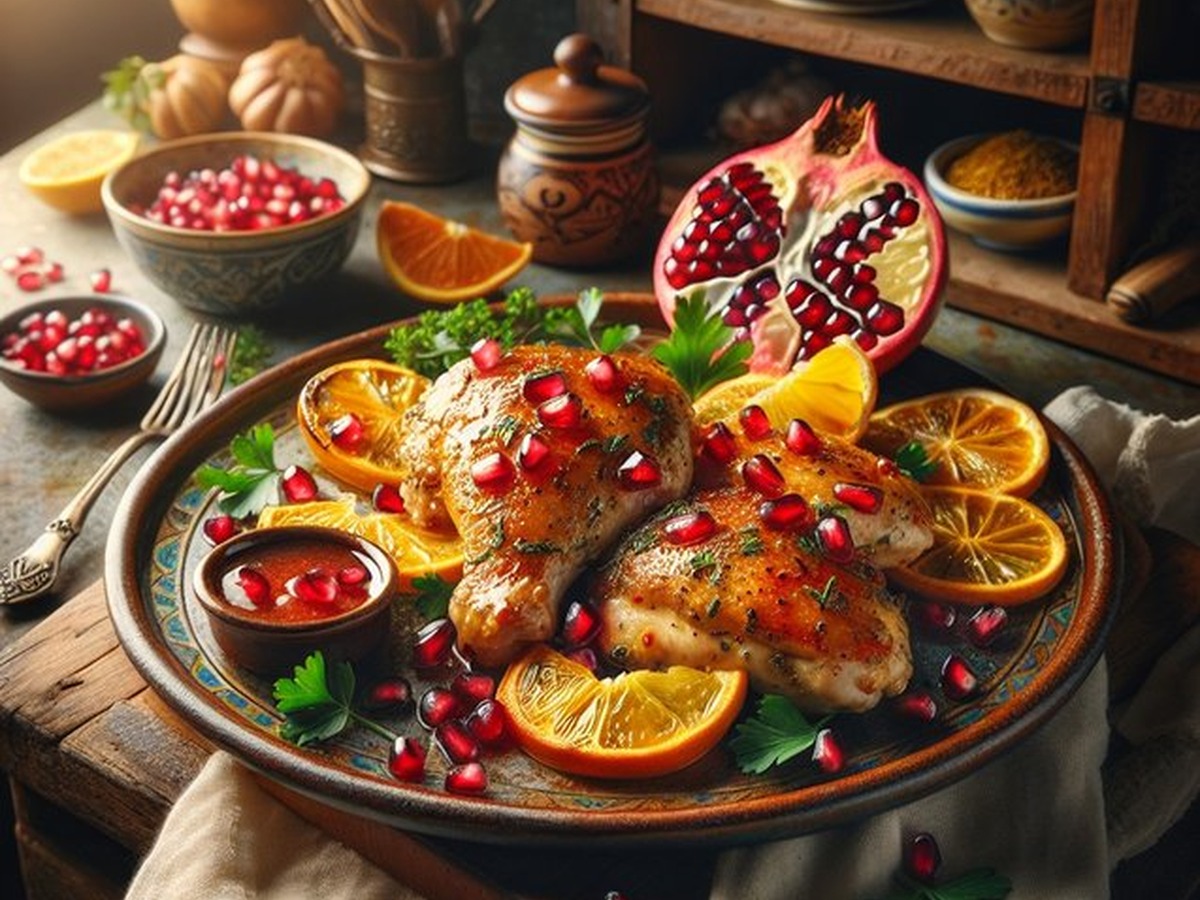 Pomegranate Citrus Chicken served and ready to enjoy